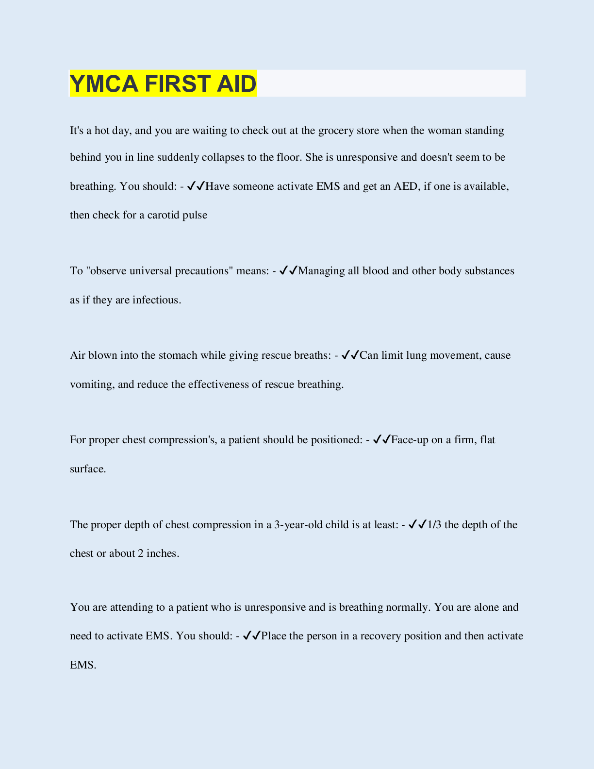 Preview image of YMCA FIRST AID document